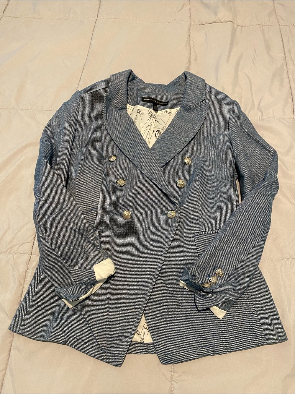 White House Black Market Light Blue Double-Breasted Blazer